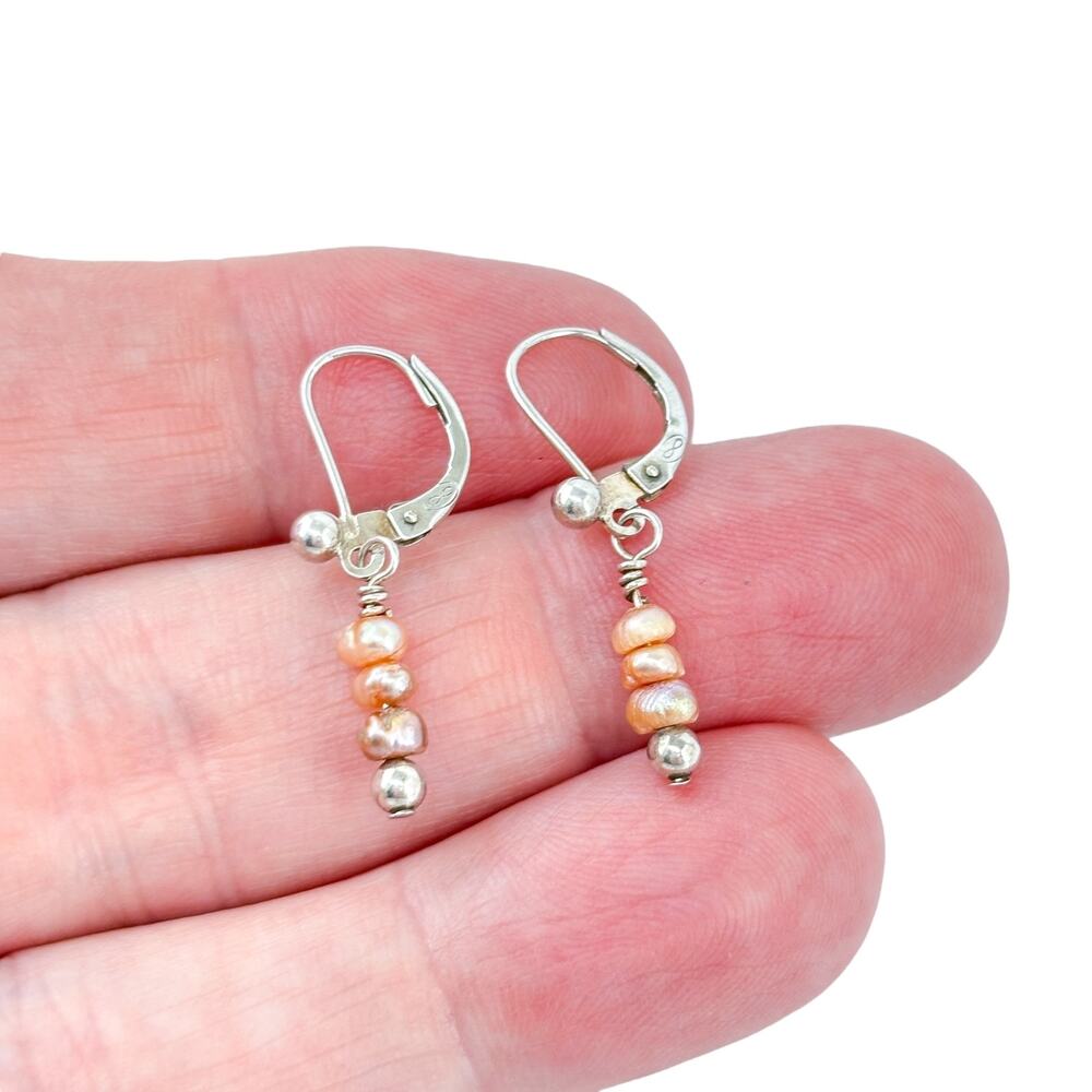 Vintage Sterling Silver 925 Pink Gradient Dangle Earrings